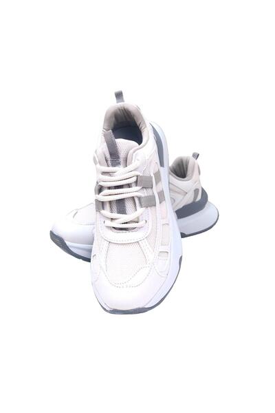 bescobel Γυναικεία Osdan Λευκά Γκρι Casual Αθλητικά Παπούτσια Sneaker 4 cm sp176