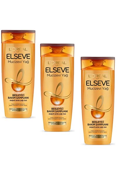 ELSEVE Loreal Paris Mucizevi Yağ Besleyici Bakım Şampuanı 400 ml 3 Adet