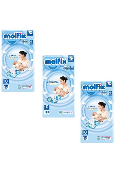 Molfix Size 0 Premature Baby Diapers 30 Pieces 3 Pieces