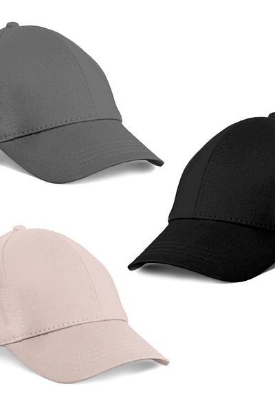 Eke Tekstil Unisex Set of 3 Grey, Stone and Black Color Baseball Cap