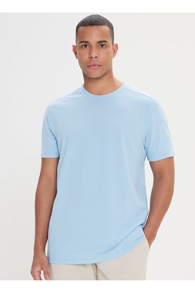 ALTINYILDIZ CLASSICS Hexagon Classics Hellblaues Herren-T-Shirt 4A 4824200060