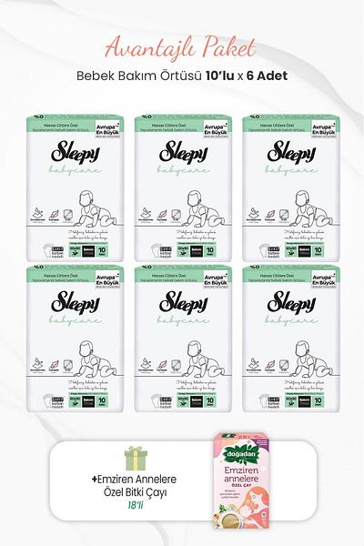 Sleepy 10-Piece Babycare Baby Care Cover X 6 Pieces and Special Herbal Tea for Nursing Mothers