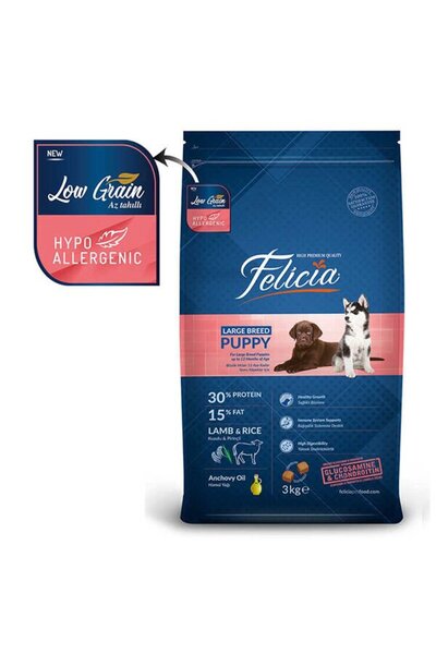 Felicia Düşük Tahıllı Hipoalerjenik Kuzu Etli Orta ve Büyük Irk Yavru Köpek Maması 3 Kg