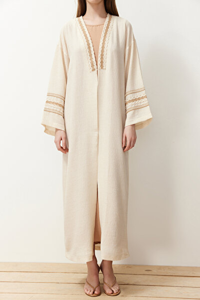 Trendyol Modest Stone Embroidery Detailed Long Woven Kimono & Kaftan & Abaya TCTSS24KF00006
