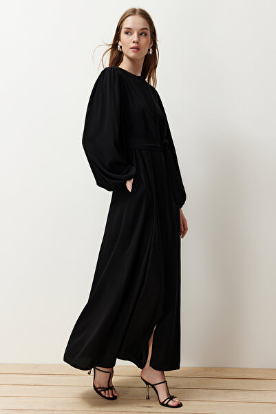 Trendyol Modest Černá čepice Mevlana s balonovým rukávem - Detailní zip Ferace TCTSS24KF00030