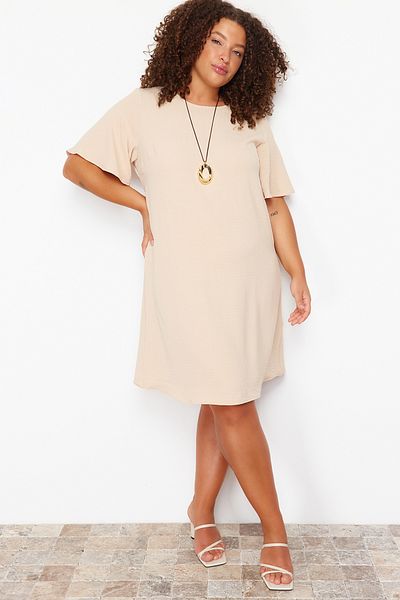 Trendyol Curve Stone Aerobin Woven Plus Size Dress TBBSS24AH00190