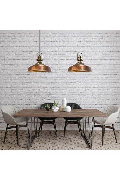 Bamyum Pendelleuchte Asletl, 2 Flammig Metall 41 cm, Kupfer Lampe