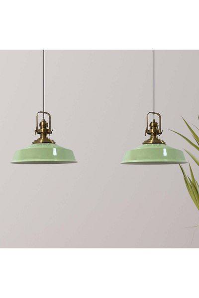 Bamyum Pendelleuchte Asletl, 2-flammig Metall 41 cm, Minzgrün Lampe