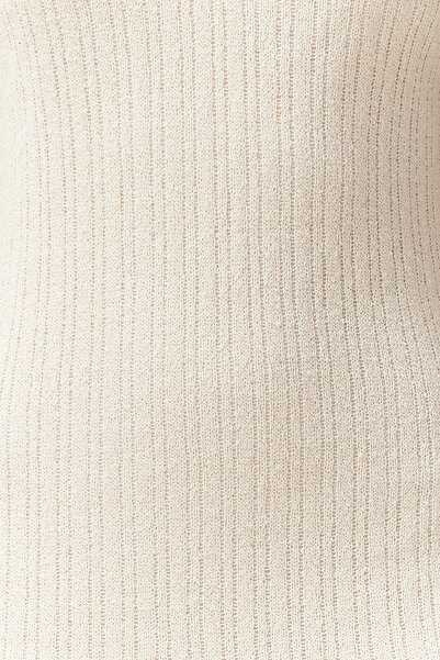 Trendyol Collection Πλεκτό Ecru Look Slit Lined Shift/Solid Cut Maxi Flexible Knitted Pencil Dress TWOSS24EL00573