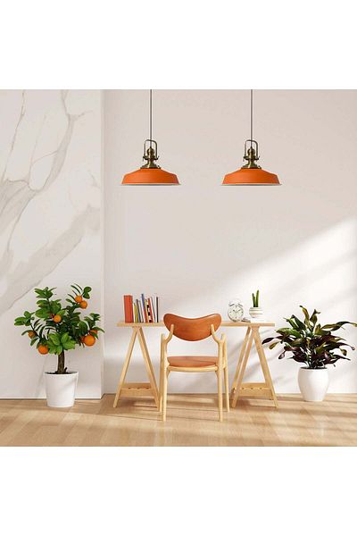 Bamyum Pendelleuchte Asletl, 2 Flammig Metall 41 cm, Turuncu Lamba