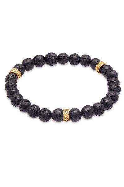 KUZZOI Bileklik Herren Lava Schwarz Vintage 925 Gümüş Oxidiert