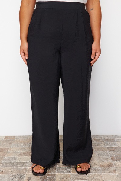 Trendyol Curve Wideleg Black Woven Trousers - TBBSS24AR00011