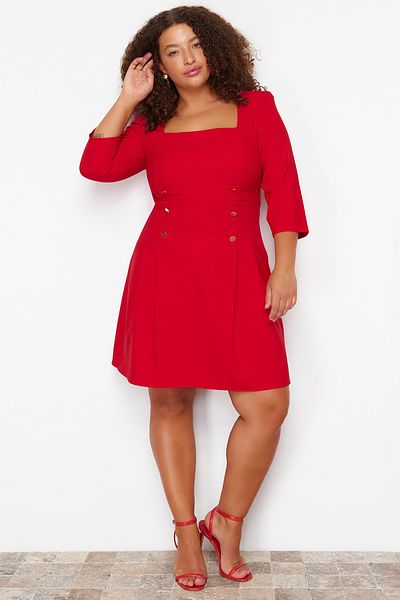 Trendyol Curve Piros szőtt ruha TBBSS24AH00010