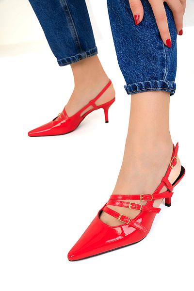 SOHO Klassische Damenschuhe mit Absatz aus rotem Lackleder 18803