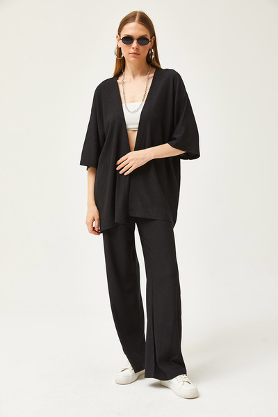 Olalook Női fekete felső kimonó alsó nadrág szett TKM-19000280