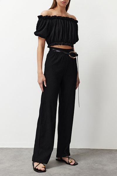 Edit by Trendyol Black Knitted Trousers TEDSS24PL00009