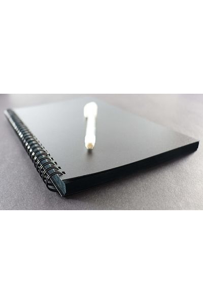 Four Kids Black Leaf Quality Spiral Notebook 75 Sheets 150 Pages and Gift with White Gel Pen