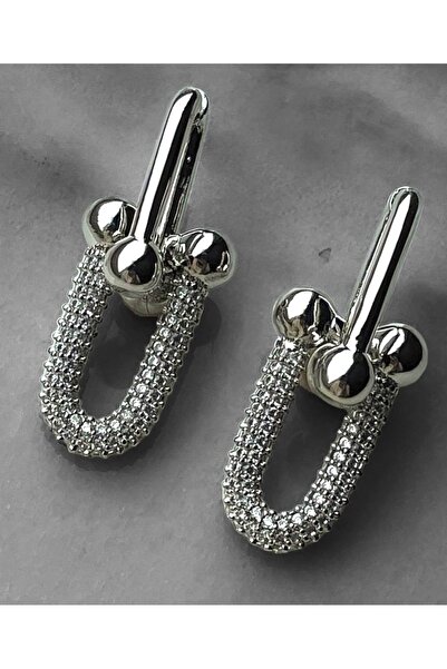 neslyaccessories Üst Kalite Zirkon Taşlı Paslanmaz Çelik Üzeri 14k Tiffany Model Küpe