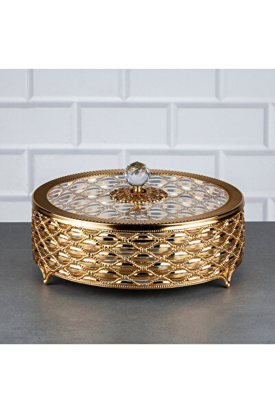 Genel Markalar Nil Yuvarlak Kapaklı Aynalı Yüksek Şekerlik ( 25 CM ) Altın Ba...