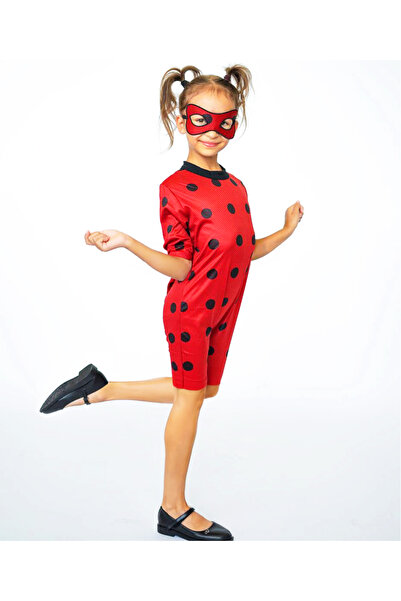 GEZEN AY Uğur Böceği Kostümü Mucize Kırmızı Benekli Maskeli Yazlık Kostüm