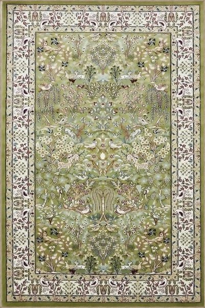 Rugs Modern Halı Green Botanical and Geometric Floral Modern Decorative Carpe...
