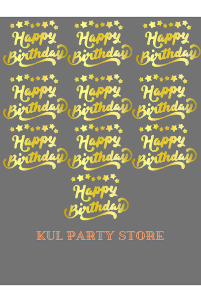FOKUL Happy Birthday Yazılı Geçici Dövme Doğum Günü Partisi Geçici Dövme 10 Adet Yıldız Desenli Gold Dövme