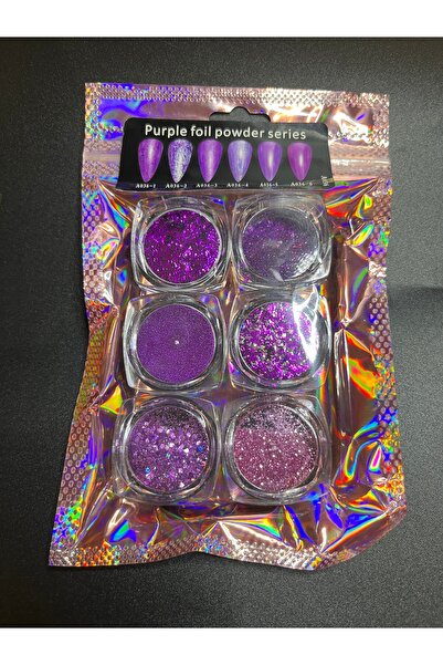 FREELADY Nail Art Sim İnci Tozu - 6’lı Mor Seri - Purble