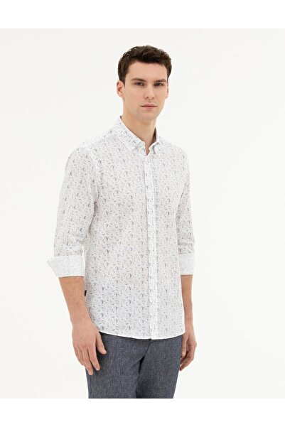 Pierre Cardin Lacivert Slim Fit Uzun Kollu Gömlek Moda YILDIRIM