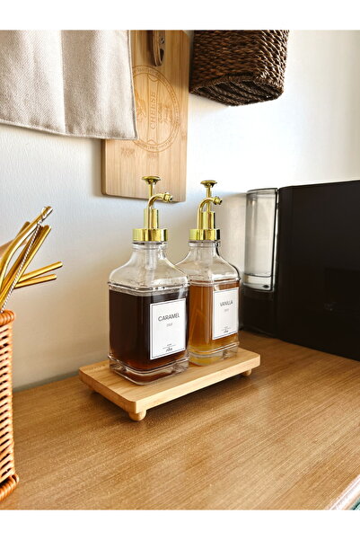 KaiHome 2-Piece Glass Gold Cap Syrup Bottle
