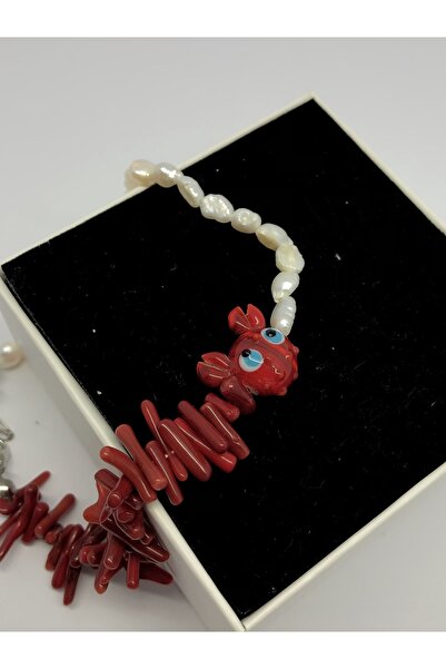 Cherry Boom Barok İnci Dal Mercan Yengeç Murano Halhal