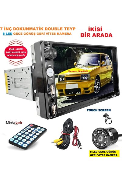 Genel Markalar 7 İNÇ DOKUNMATİK DOUBLE TEYP + 8 LED GECE GÖRÜŞ GERİ VİTES KAM...