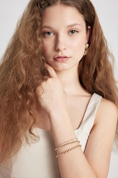 DeFacto Dámský 3dílný zlatý náramek C7005axns