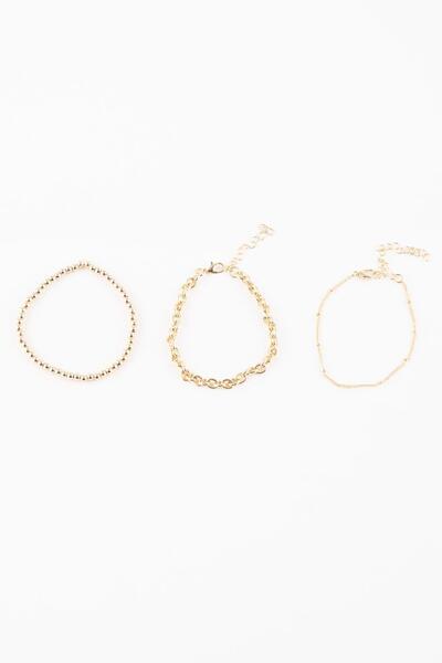 DeFacto Dámský 3dílný zlatý náramek C7005axns