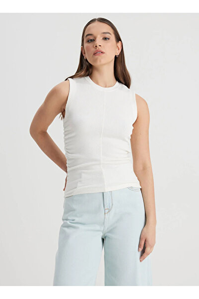 Lee Crew Neck Off-White Women's T-Shirt L241628102-Sleeveless T-shirt