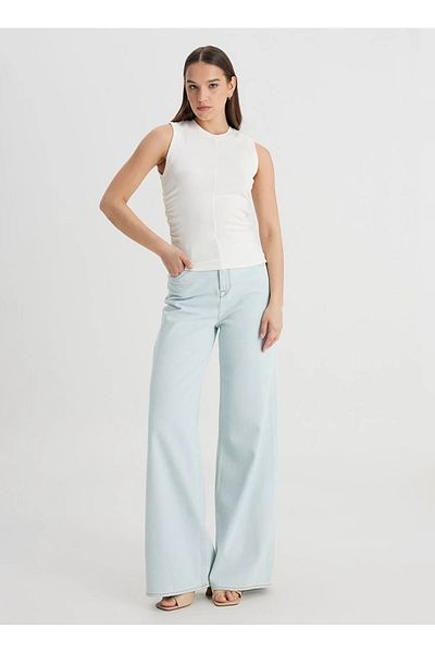 Lee Crew Neck Off-White Women's T-Shirt L241628102-Sleeveless T-shirt