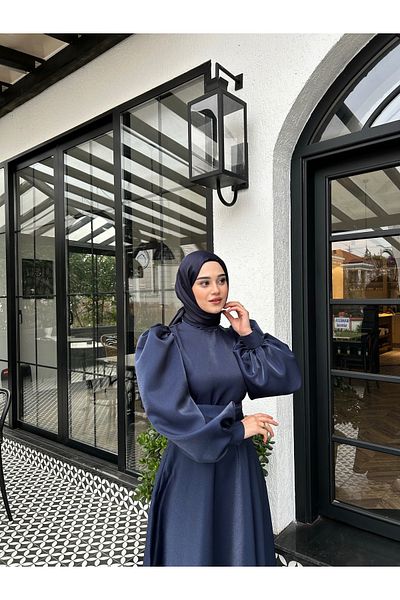 By Atelier Σάλι σιφόν Janjan Navy Blue