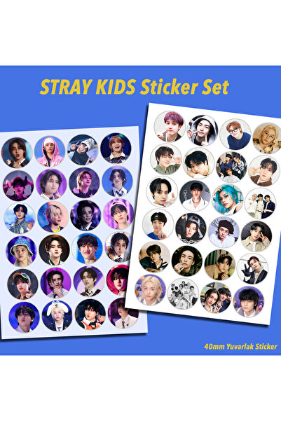 Güneş Kırtasiye Stray Kids Sticker Set 2 Sayfa 48 Yuvarlak Sticker Etiket