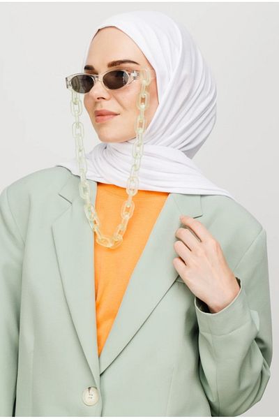 FRESCO SCARFS Hijab Hijab Şal Pieptănat Alb