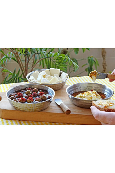 YUNUSOĞLU HOME Set of 3 Authentic Dot Embroidered Steel Bowl, Stylish and Durable Kitchen Utensils