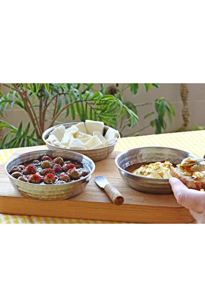 YUNUSOĞLU HOME Set of 3 Authentic Dot Embroidered Steel Bowl, Stylish and Durable Kitchen Utensils