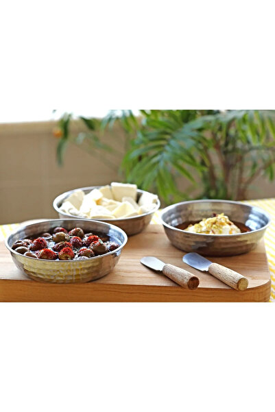 YUNUSOĞLU HOME Set of 3 Authentic Dot Embroidered Steel Bowl, Stylish and Durable Kitchen Utensils