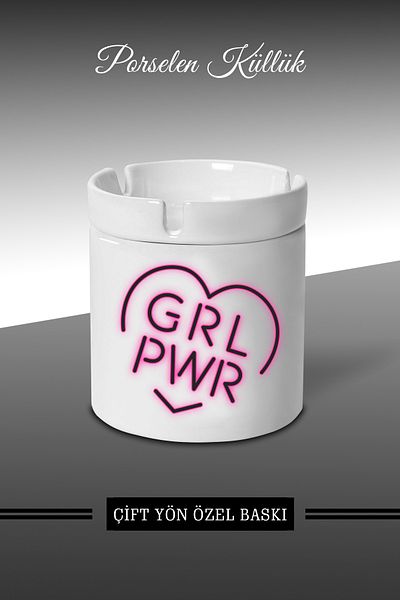Bytwo Τασάκι GRL PWR Neon Design - Τασάκι πορσελάνης - Επιτραπέζιο τασάκι *külbytX326