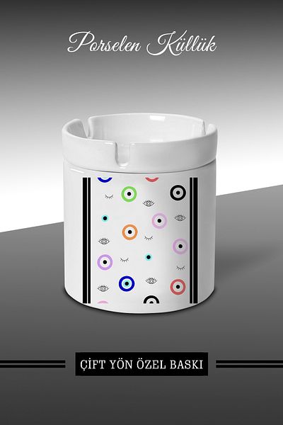 Bytwo Τασάκι με σχέδιο με χάντρες Evil Eye - Ethnic Porcelain Ashtray - Ash Tray *külbytX147