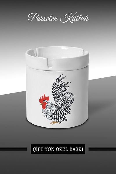 Bytwo Τασάκι Rooster Design - Πορσελάνινο Τασάκι - Επιτραπέζιο τασάκι *külbytX69