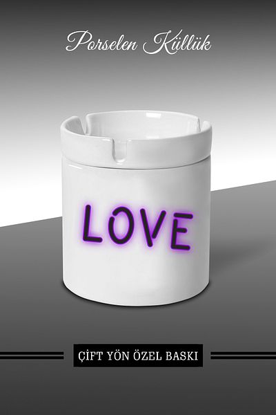 Bytwo Scrumieră Love Purple Neon Design - Scrumieră din porțelan - Scrumieră *külbytX330