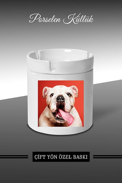 Bytwo Τασάκι με σχέδιο Yorgun Cute Dog - Τασάκι πορσελάνης - Επιτραπέζιο τασάκι *külbytX261