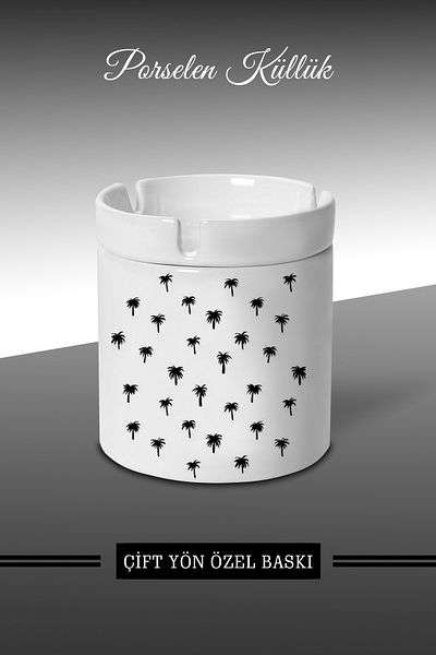 Bytwo Τασάκι Palm Design - Ethnic Porcelain Ashtray - Επιτραπέζιο τασάκι *külbytX128