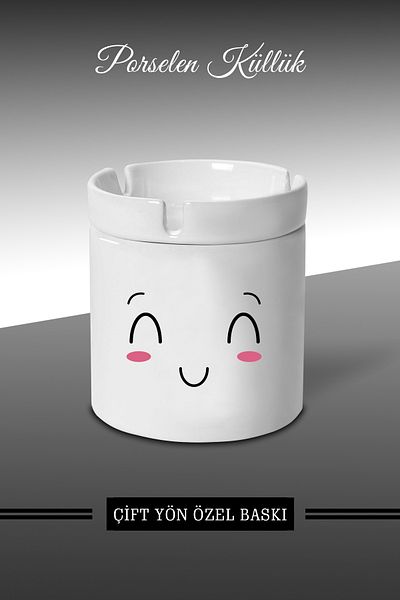 Bytwo Τασάκι με σχέδιο Emoji Face Expression A3 - Πορσελάνινο τασάκι - Επιτραπέζιο τασάκι *külbytX286