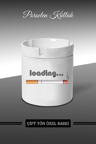 Bytwo Loading… Σχεδιασμένο τασάκι - Πορσελάνινο τασάκι - Επιτραπέζιο τασάκι *külbytX339