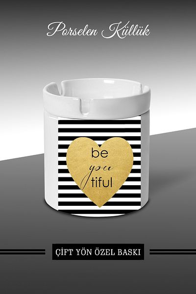 bymat Be you-tiful Σχεδιασμένο Τασάκι - Πορσελάνινο Τασάκι - Επιτραπέζιο Τασάκι *külbymX190